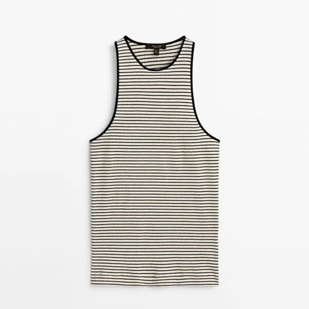 Massimo Dutti women’s Black and White Striped Tank Top size large